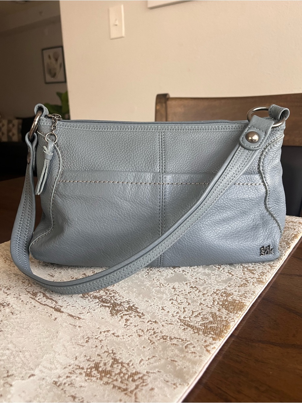 The Sak Light Blue Pebbled Leather Crossbody